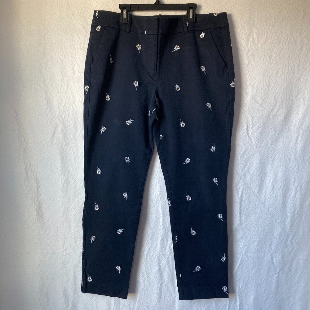 LOFT Women's Marisa Embroidered Black Pants Size 12